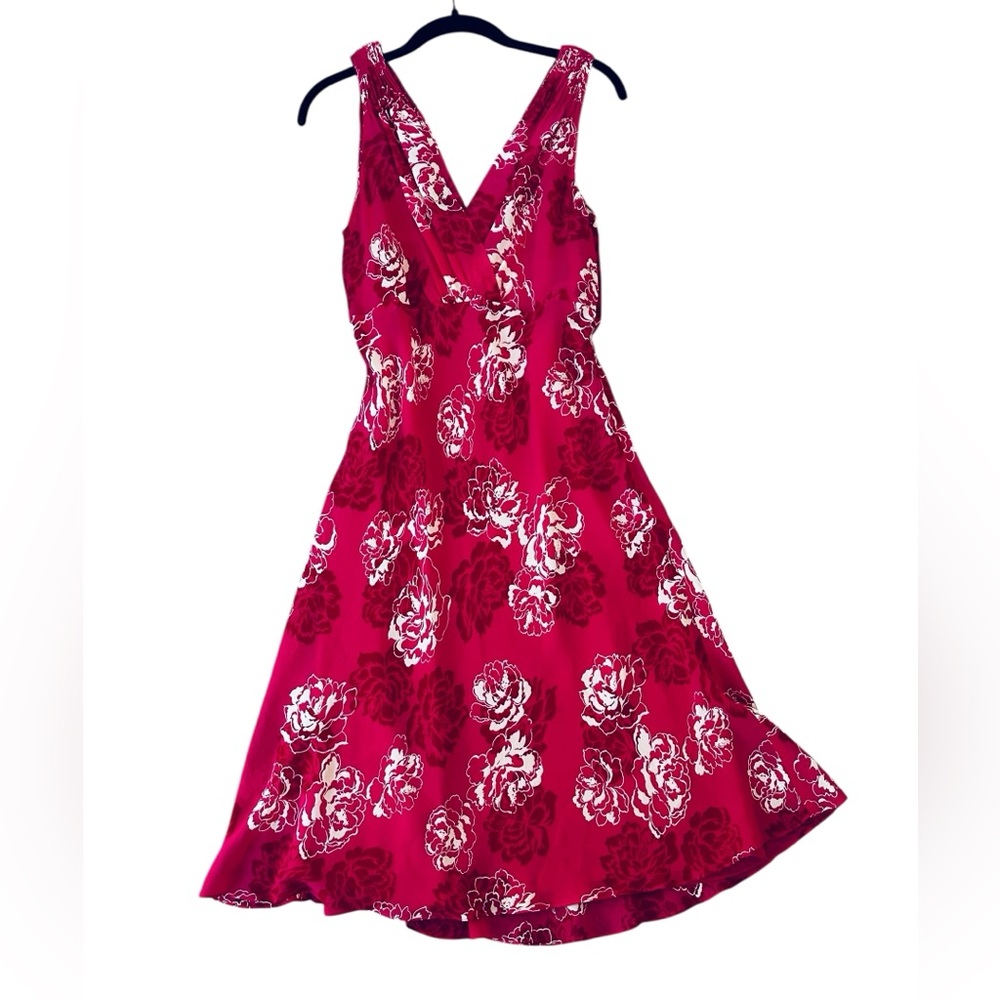 Vintage 90s Ann Taylor Silk Babydoll Dress Midi Floral Y2K Fairy Feminine Size L